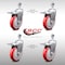 Service Caster 5 Inch SS Red Polyurethane 1/2 Inch Threaded Stem Caster Set Total Lock Brake SCC-SSTSTTL20S514-PPUB-RED-121315-4 - alternate 3